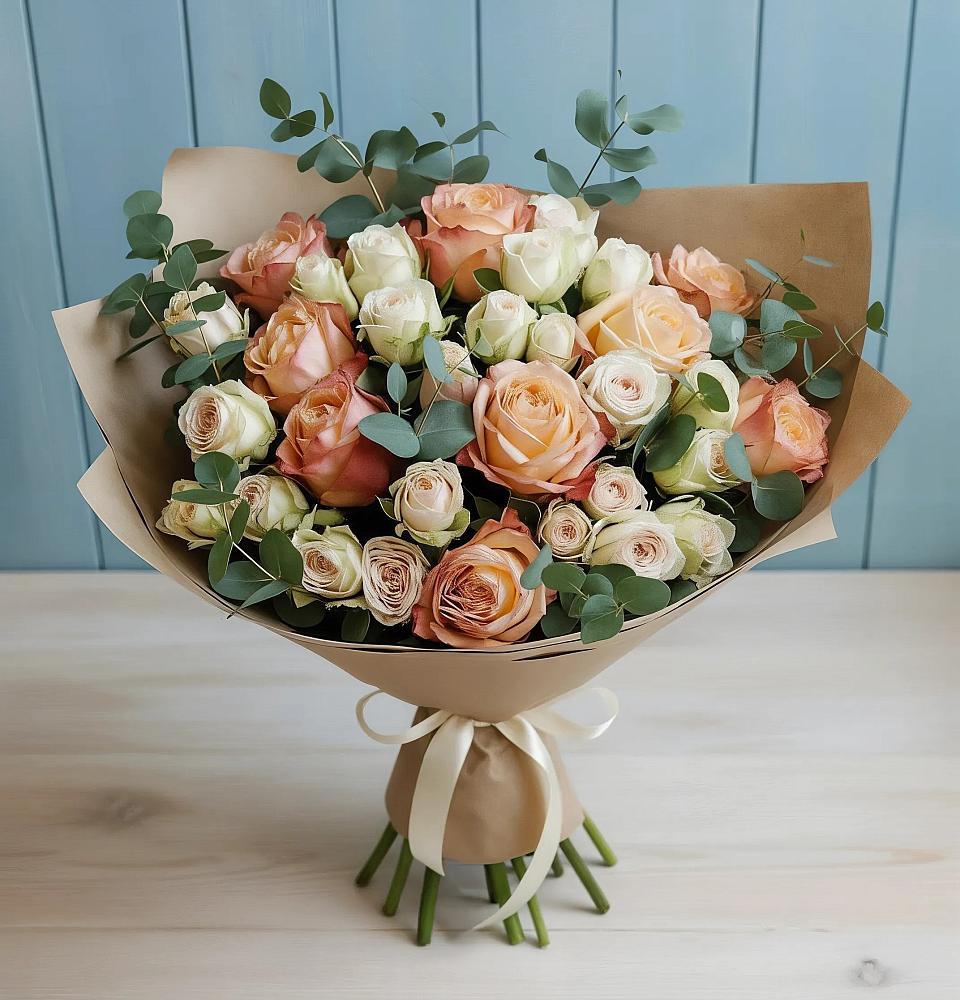 Букет цветов из: Альстромерии и Розы в Высоком