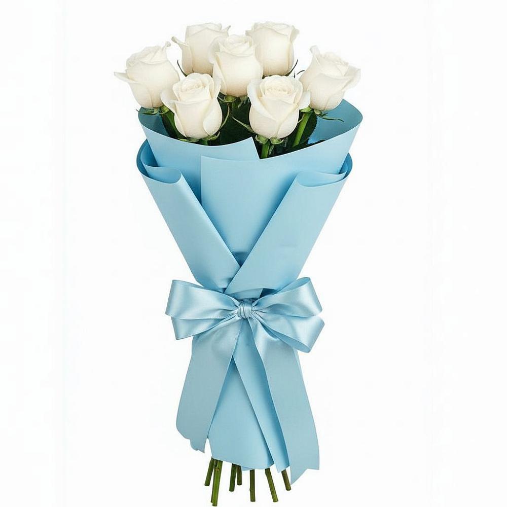 Букет 7 белых роз Проуд в Высоком