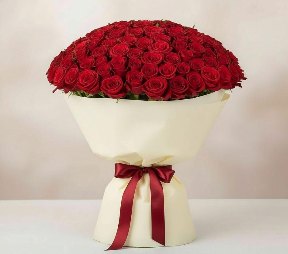 Букет 101 Красная роза Милано в Высоком