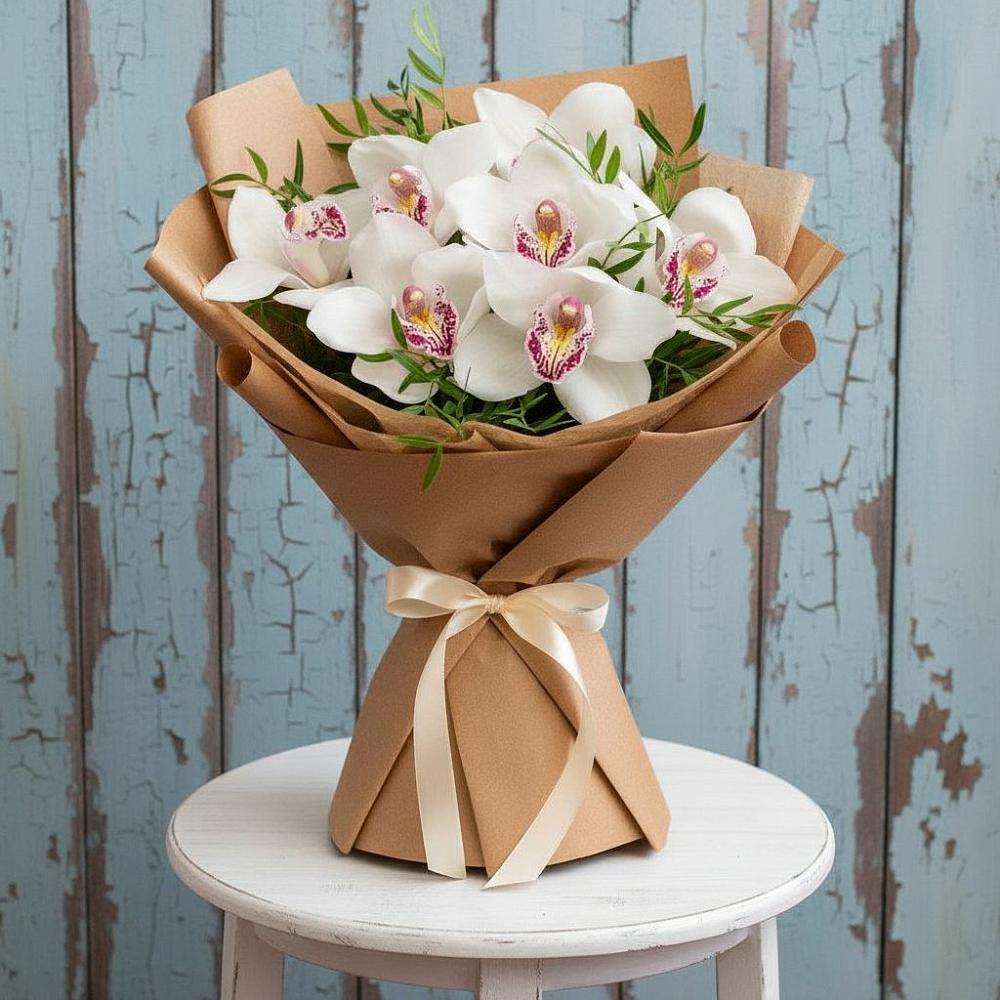 Букет цветов из: Орхидеи и Розы в Высоком