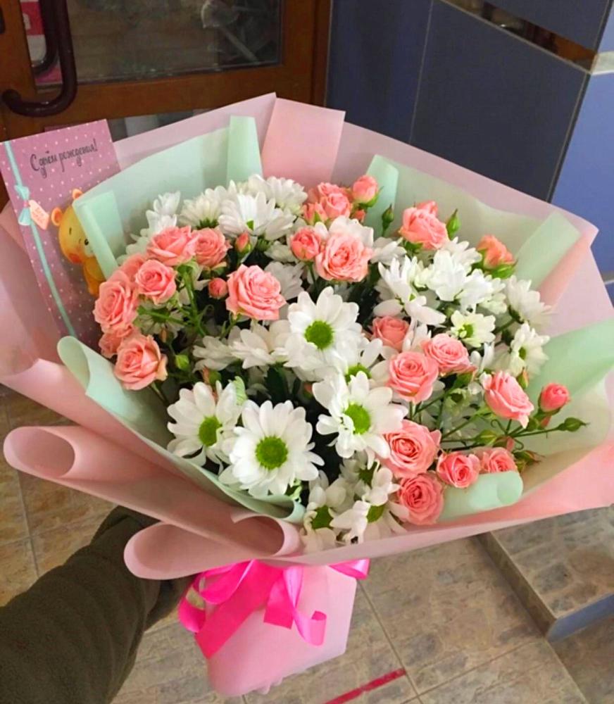 Букет цветов из: Розы и Хризантемы в Высоком