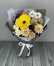 Букет цветов из:  Розы, Герберы и Хризантемы #REPLACE_PRED# Высоком