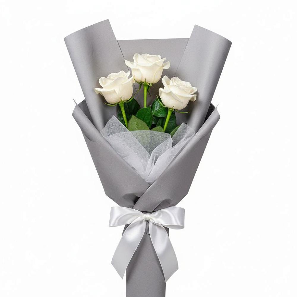 Букет 3 белые розы в Высоком