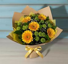 Букет цветов из:  Герберы и Хризантемы #REPLACE_PRED# Высоком