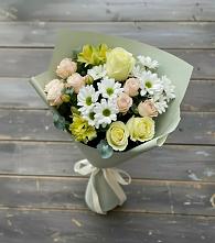 Букет цветов из:  Альстромерии, Розы и Хризантемы в Высоком