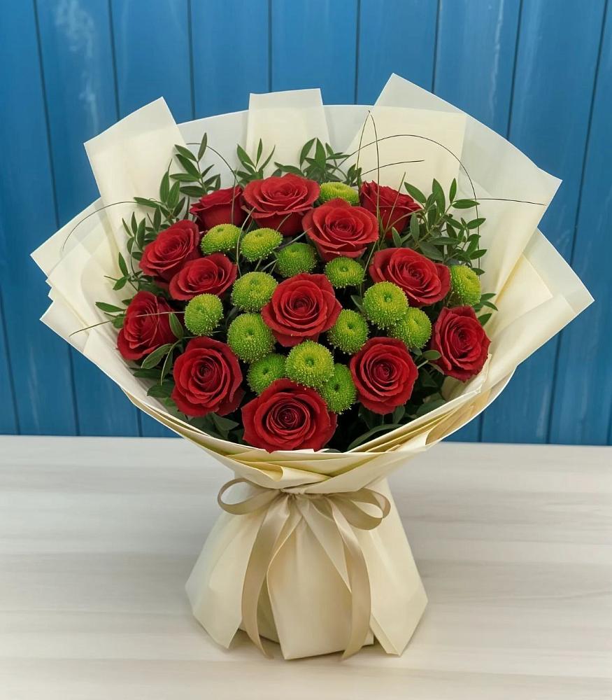 Букет цветов из: Розы и Хризантемы в Высоком