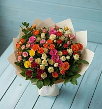 Букет Микс из разноцветных кустовых роз #REPLACE_PRED# Высоком